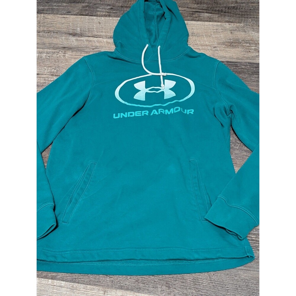 Under Armour Women’s Medium Teal Turquoise Logo Pullover Hoodie Sweatshirt